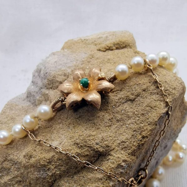 collar de perlas broche turquesa - Imagen 2