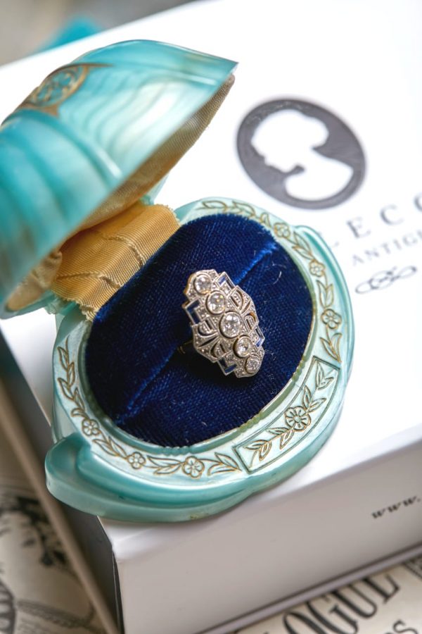 Anillo Art Decó zafiros 1.1 ct - Imagen 4