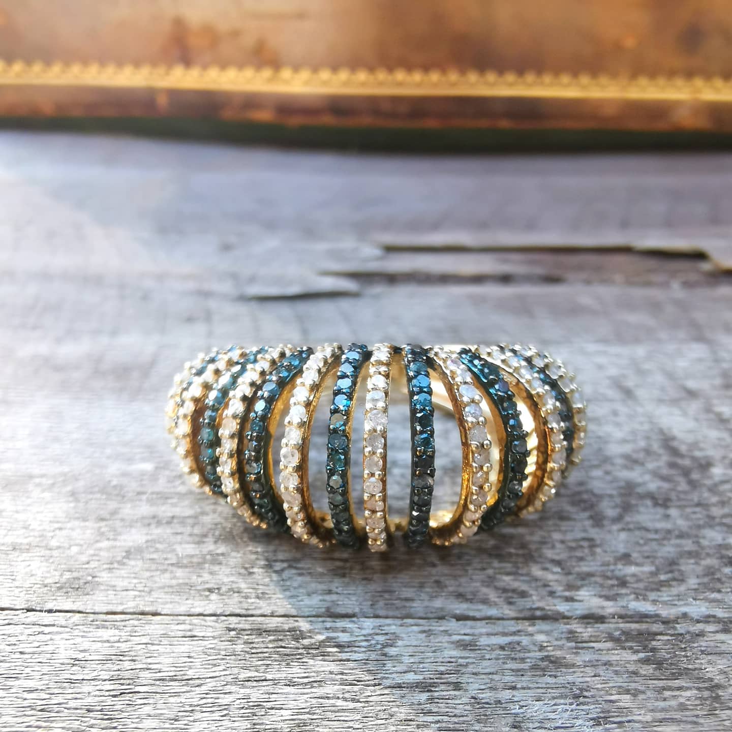 Anillo domo plata brillantes fancy - Imagen 3