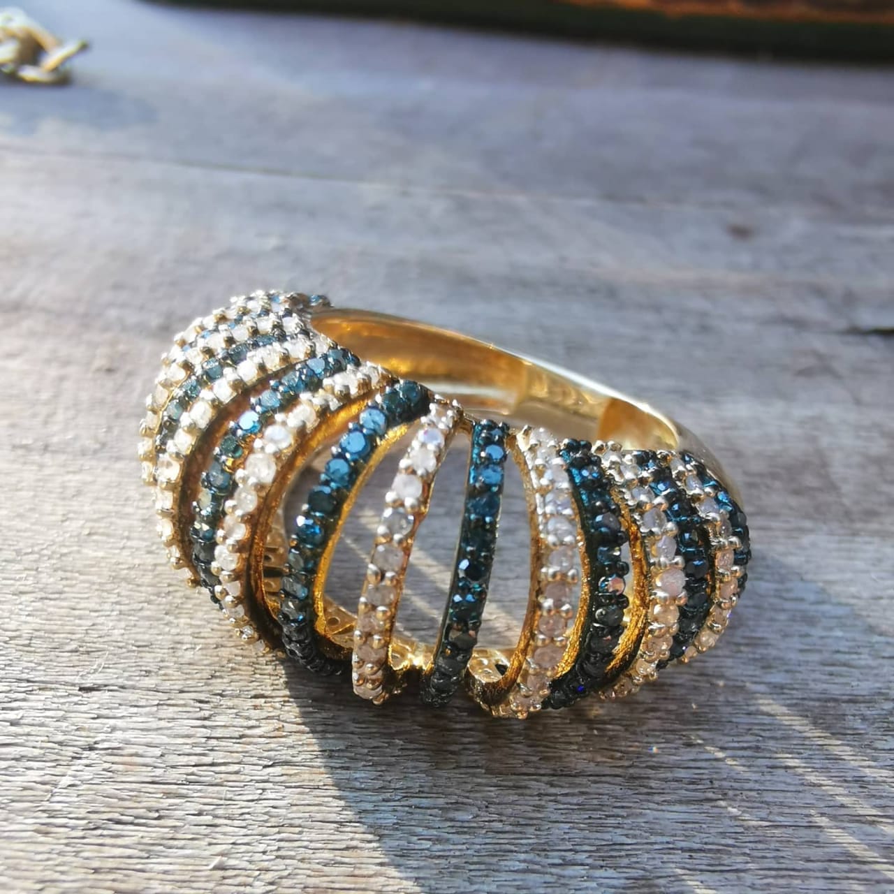 Anillo domo plata brillantes fancy - Imagen 4