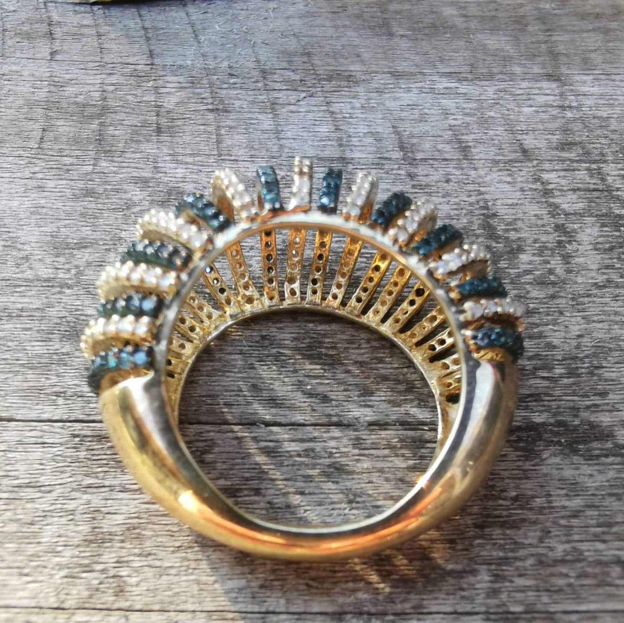 Anillo domo plata brillantes fancy - Imagen 5