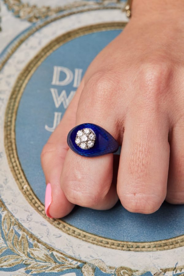 Anillo azul cobalto años 40 - Imagen 3