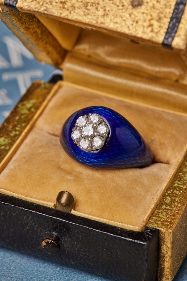 Anillo azul cobalto años 40 - Imagen 2