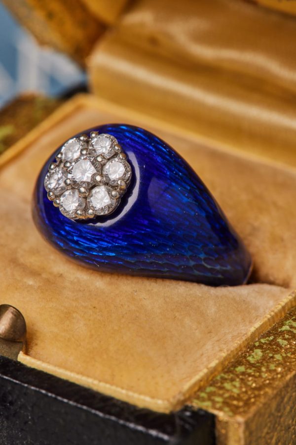 Anillo azul cobalto años 40 - Imagen 4