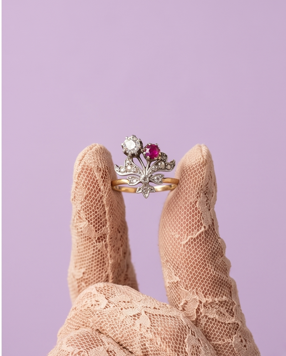 Anillo bouquet Art Nouveau - Imagen 2