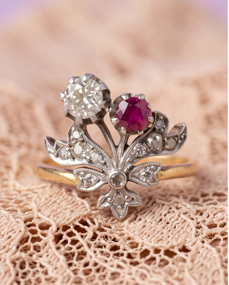 Anillo bouquet Art Nouveau
