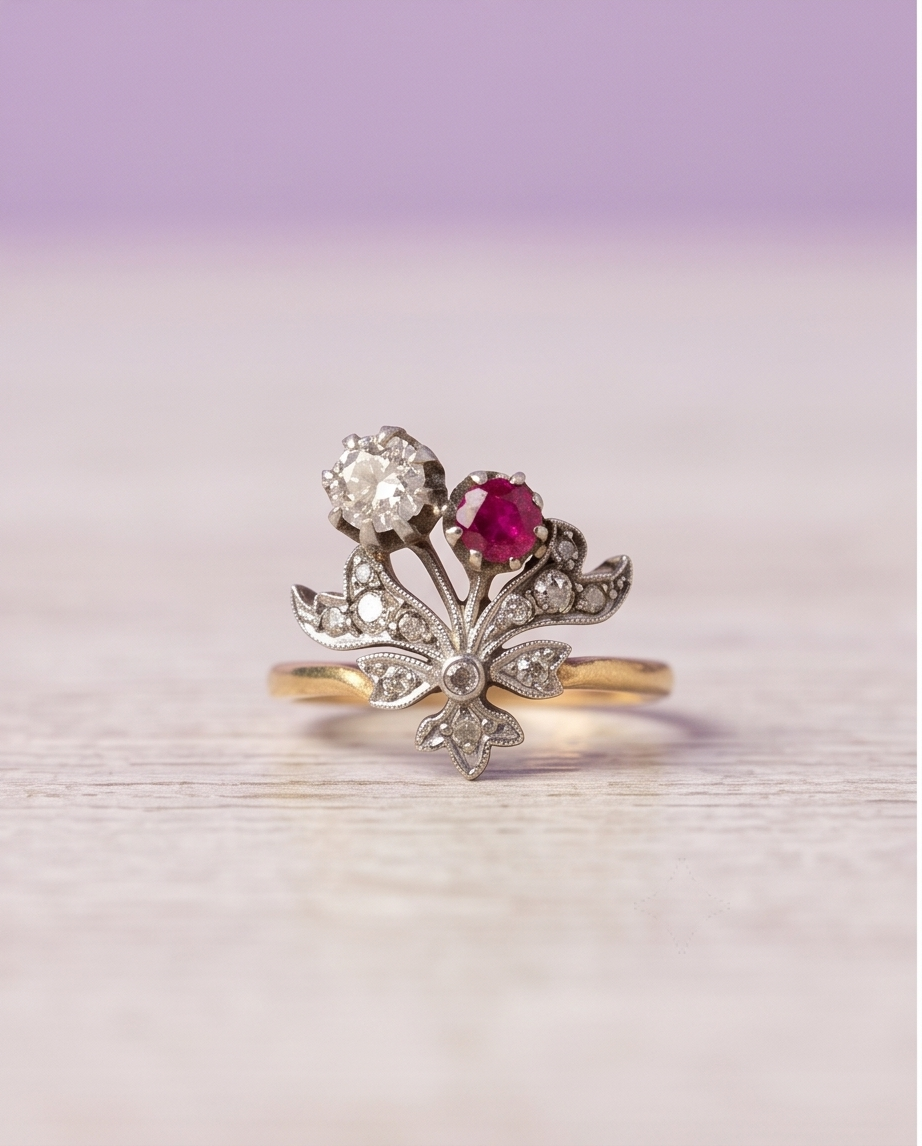 Anillo bouquet Art Nouveau - Imagen 3