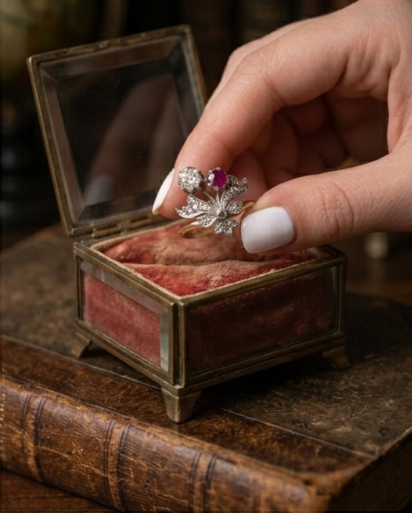 Anillo bouquet Art Nouveau - Imagen 6