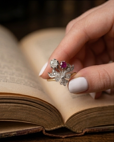 Anillo bouquet Art Nouveau - Imagen 4