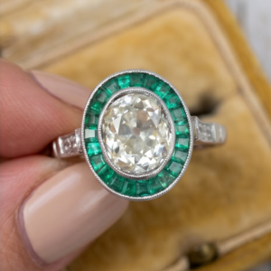 Anillo ojo de perdiz esmeraldas diamante 1.57ct
