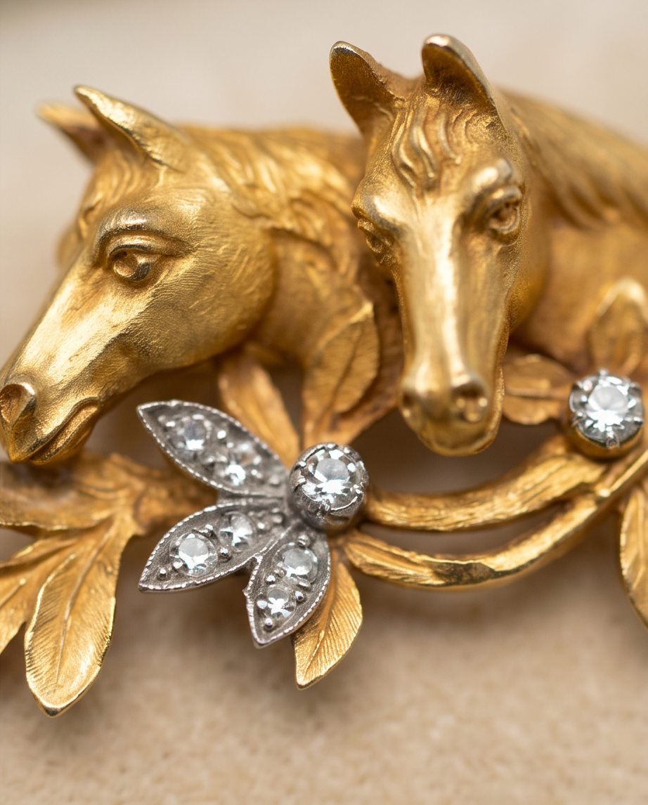 Broche Art Nouveau caballos - Imagen 3