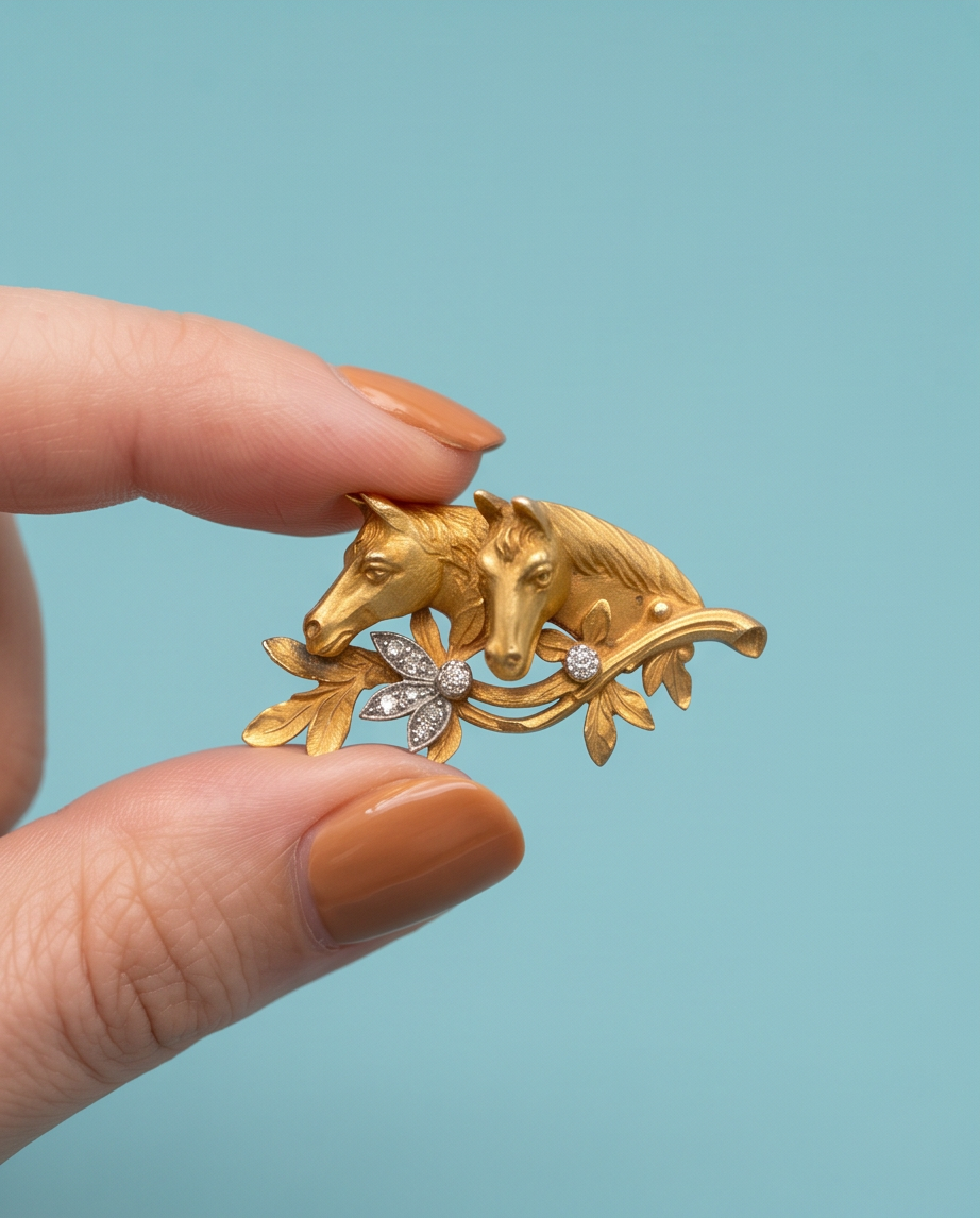 Broche Art Nouveau caballos - Imagen 2