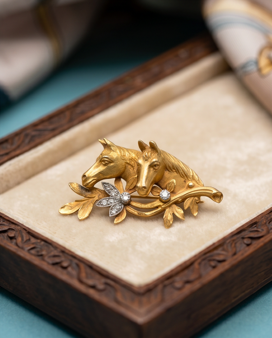 Broche Art Nouveau caballos - Imagen 4