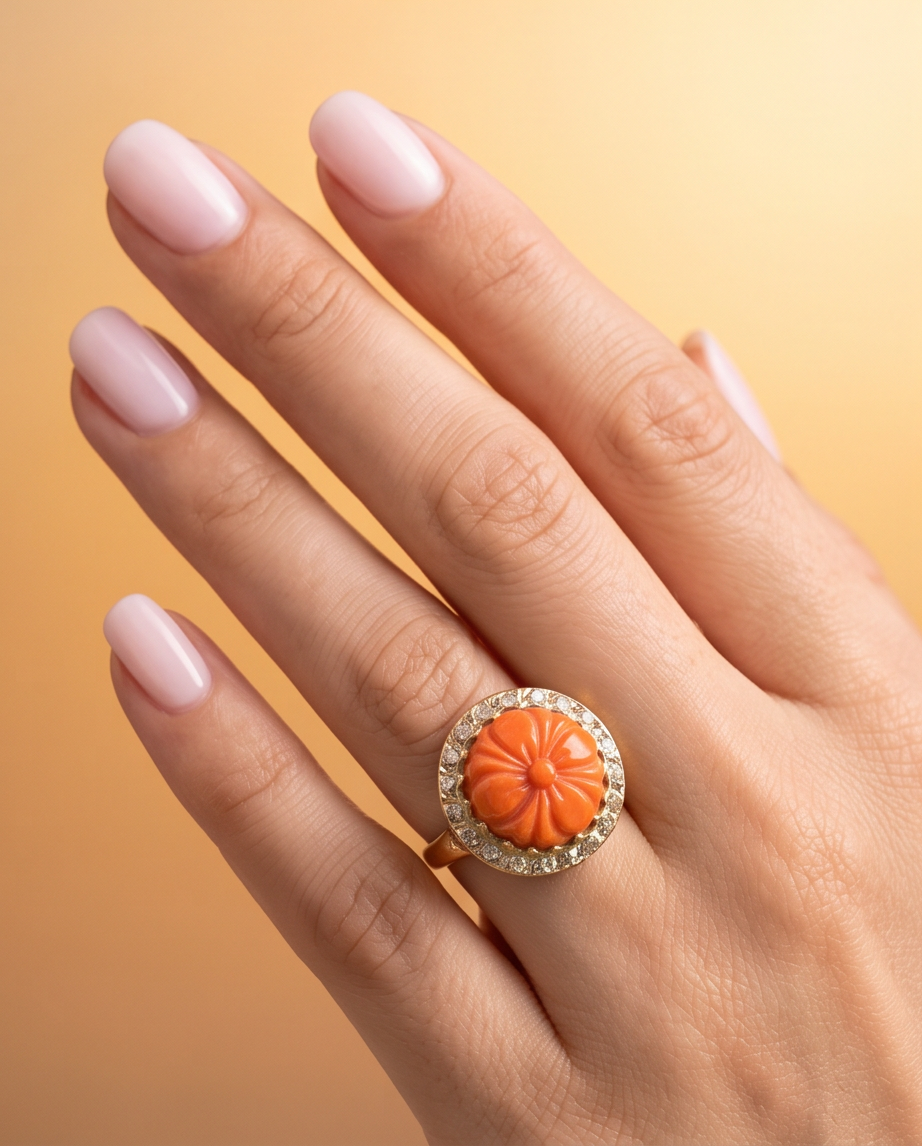 Anillo de cóctel coral años 40 - Imagen 3