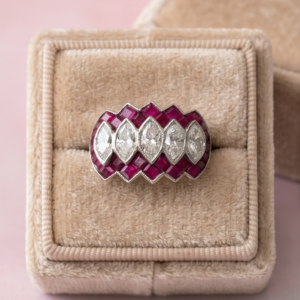 Anillo placa rubíes y diamantes 1.5ct