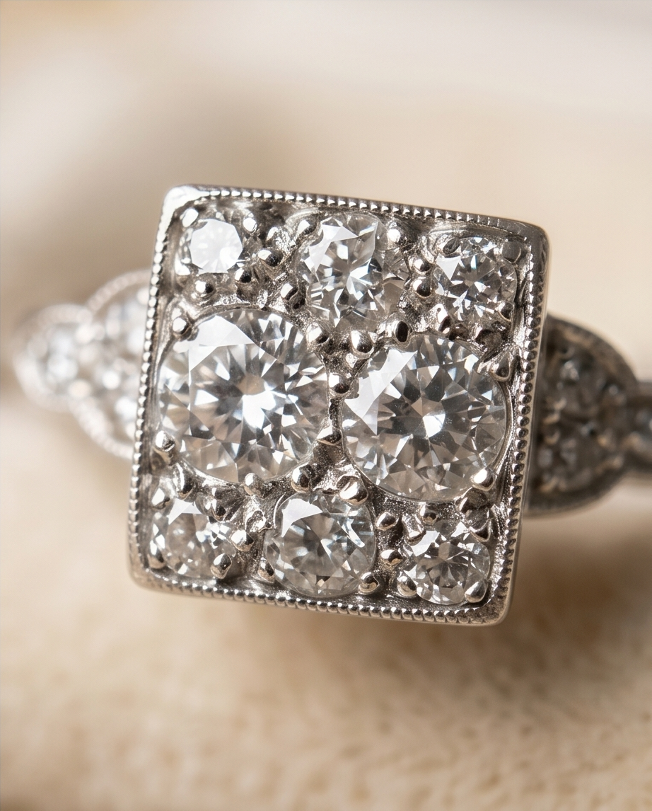 Anillo pavé Art Decó 1.1ct de brillantes - Imagen 5