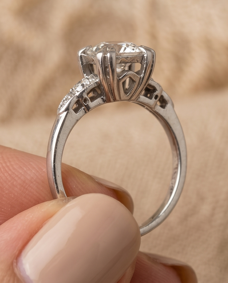 Anillo pavé Art Decó 1.1ct de brillantes - Imagen 6