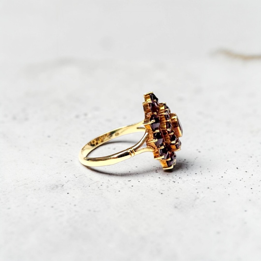 Anillo victoriano cluster de granates - Imagen 6